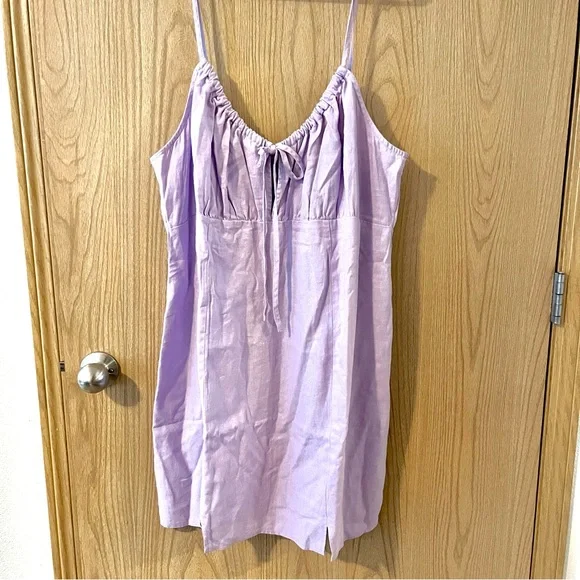 Wild Fable Women’s Ruched Linen Slip Dress Lavender NWT Target Plus - Picture 3 of 10